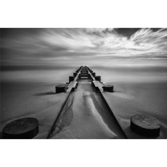 Rehoboth Beach Jetty - 6x9" - Black and White Photograph - Picture 1 of 1